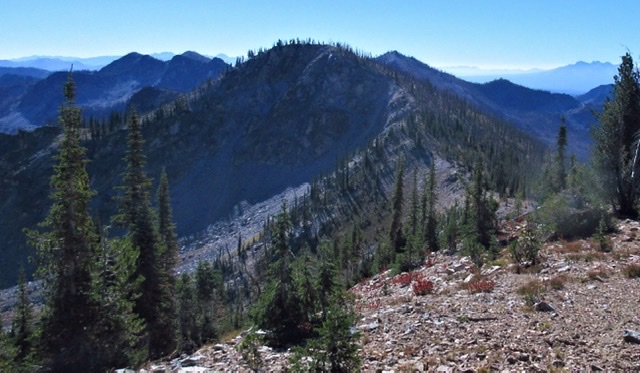 View of the ridge connecting Mount Mills (9,424’) with the point marked Mount Mills (9,195’) on the topographic map. Judi Steciak Photo