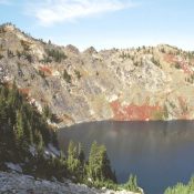 The northeast side of Crag Peak above Heart Lake. View is from the trail across the north face of Heart Peak. October 2006 Mike Hays Photo