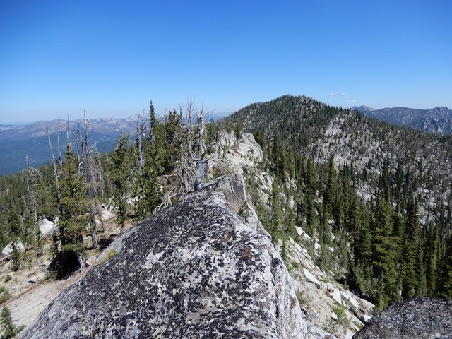 The view from the summit toward the pass showing the false summits. John Platt Photo