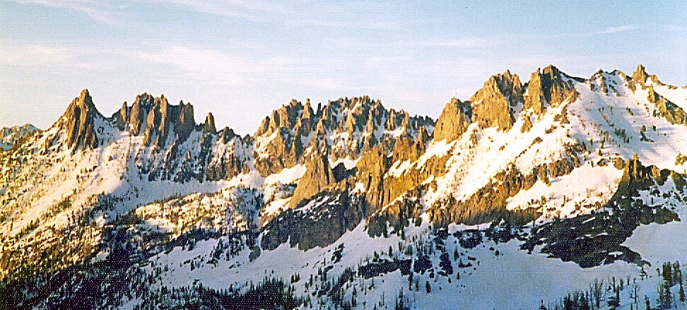 The Verita Ridge viewed from the Cony Reward Divide. Warbonnet Peak (left) to Monte Verita. Bob Boyles Photo 