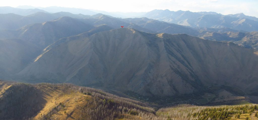 Sunset view "Big Mama" from above the summit of Baldy (paragliding photo). Derek Percoski Photo