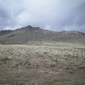 Lehman Butte viewed from the NE at the 4-way road junction. The summit is the highest rocky hump, just left of center. Livingston Douglas Photo