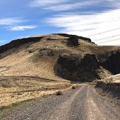 Hardtrigger Peak viewed from the north. The opening of Hard trigger Canyon is the dark area on the right side of the photo.