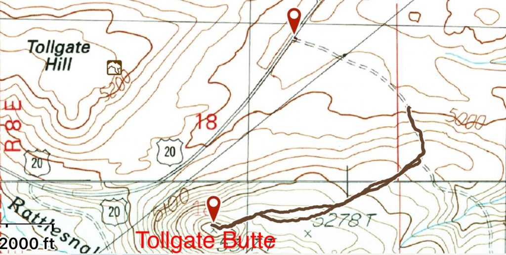 My GPS track which measures out at 1.4 miles with only 235 feet of gain.