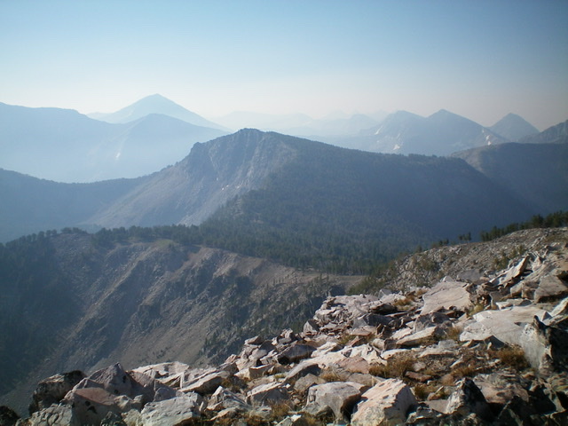 Peak 9641 (dead center) and its connecting ridge to Peak 9737 as viewed from the north. Livingston Douglas Photo 