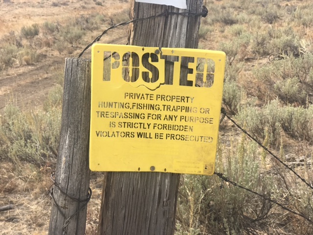 There is private property in the Dempsey Creek drainage on the southeast side of Boyer Gulch Peak. A road follows the east side of the fence line marking the boundary uphill to public land.