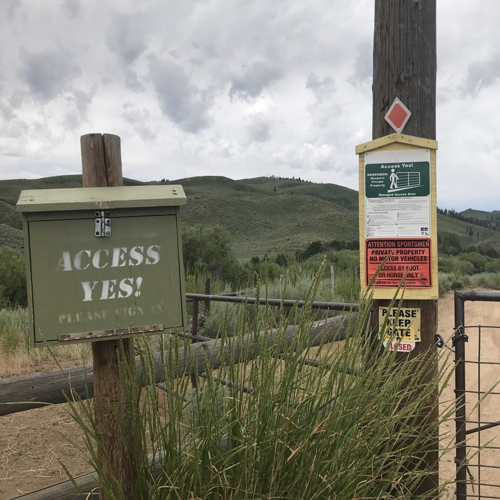 Signage at the gate.