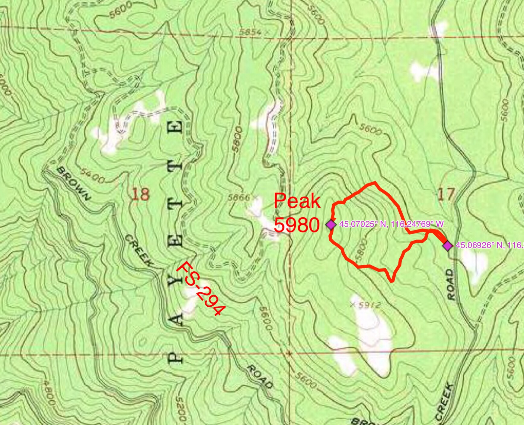 John Platt’s GPS track. His loop route covered 1.2 miles and gained 3222 feet.