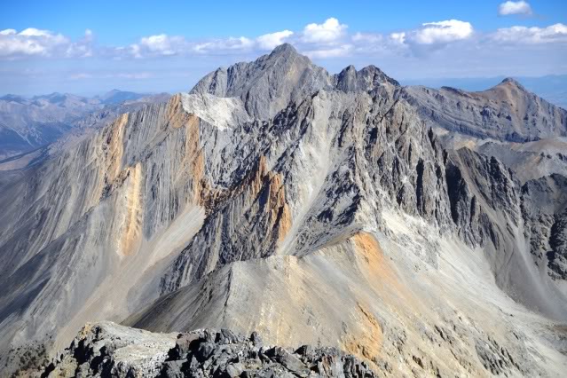 Looking back to Borah from the summit of Idaho.