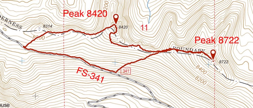 My GPS track for Peak’s 8420 and 8722.