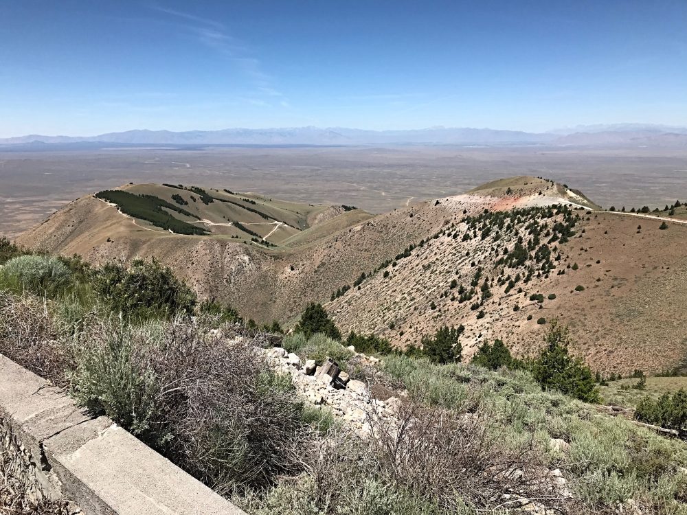 Looking west from the summit showing the middle section of the access road.