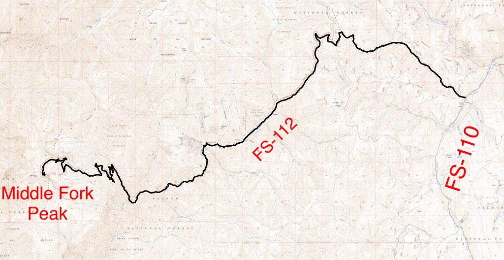 This map is simply to demonstrate that the route is a convoluted journey that crosses very difficult terrain. Don’t try this excursion without a Forest Service map and topo maps or a good GPS track.