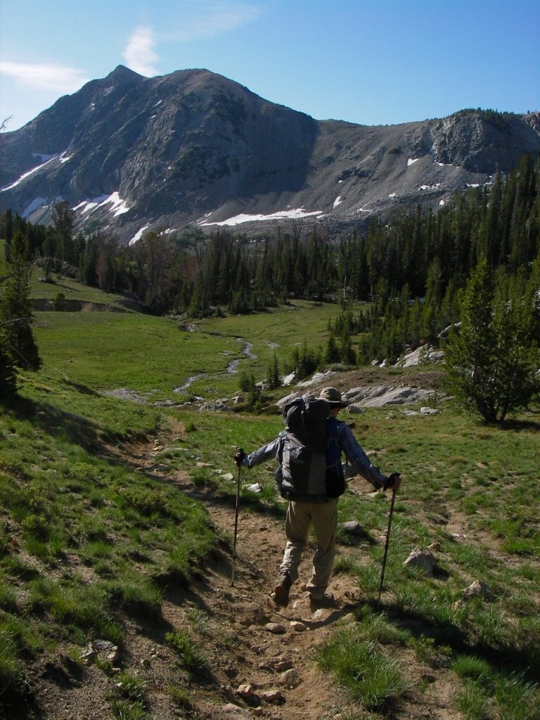 Carl descends into Box Canyon from Johnstone Pass. Judi Steciak Photo 