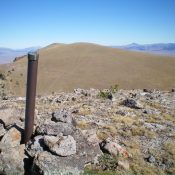 Baldy Mountain as viewed from nearby Point 9880+. Point 9880+ has the ID/MT boundary post and Baldy Mountain has nothing. Go figure. Livingston Douglas Photo