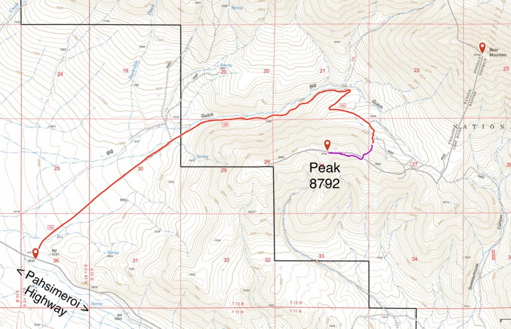 My route covered 0.75 miles and gained 500 feet of elevation oneway.