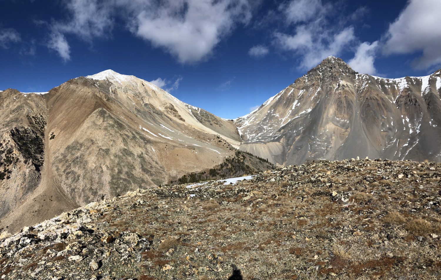 Looking to White Cap Peak, Leatherman Pass and Leatherman Peak from the summit of Peak 10195. Derek Percoski Photo