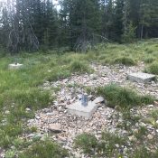 The footings for the lookout tower are all that remains on the summit.