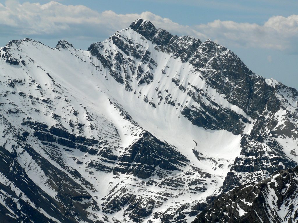 The North Face of Mt Borah. The Northeast Ridge is on the left skyline. The Northwest Ridge is on the right skyline. Photo by Dan Robbins