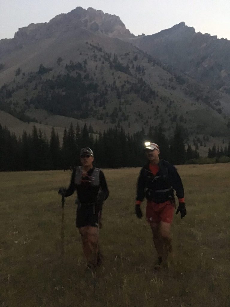 Running toward the Lost River Mountain headwall.