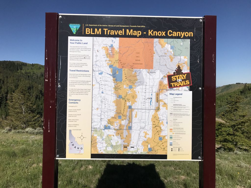 This sign is found on the pass where the Big Canyon/Knox Canyon Road crosses the range.