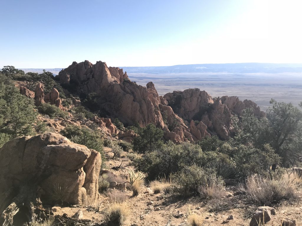 The sandstone towers on the north ridge.