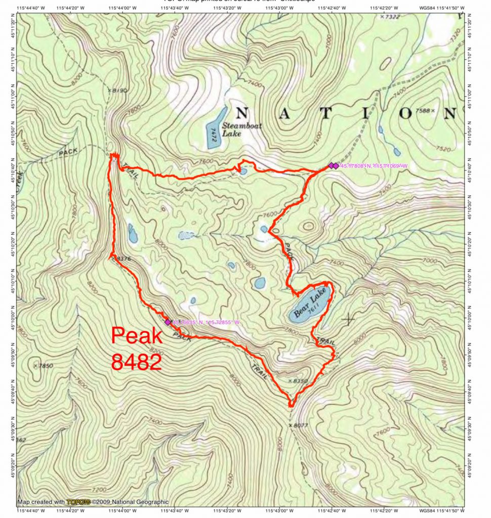 John Platt’s GPS track. The loop hike is 7.9 miles long with 1,787 feet of elevation gain.