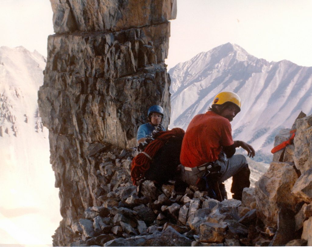 The limestone stack at the start of the technical climbing on the north face of Mount Breitenbach. Photo - Curt Olson