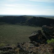 Looking down into the crater east of the true/west summit of Little Butte. The [lower] east summit is on the far side of the crater. Livingston Douglas Photo