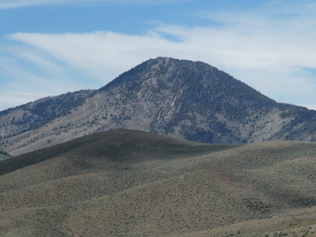 Peak 5952 anchors the southernmost end if the Donkey Hills. It is three feet shorter than Donkey Benchmark.