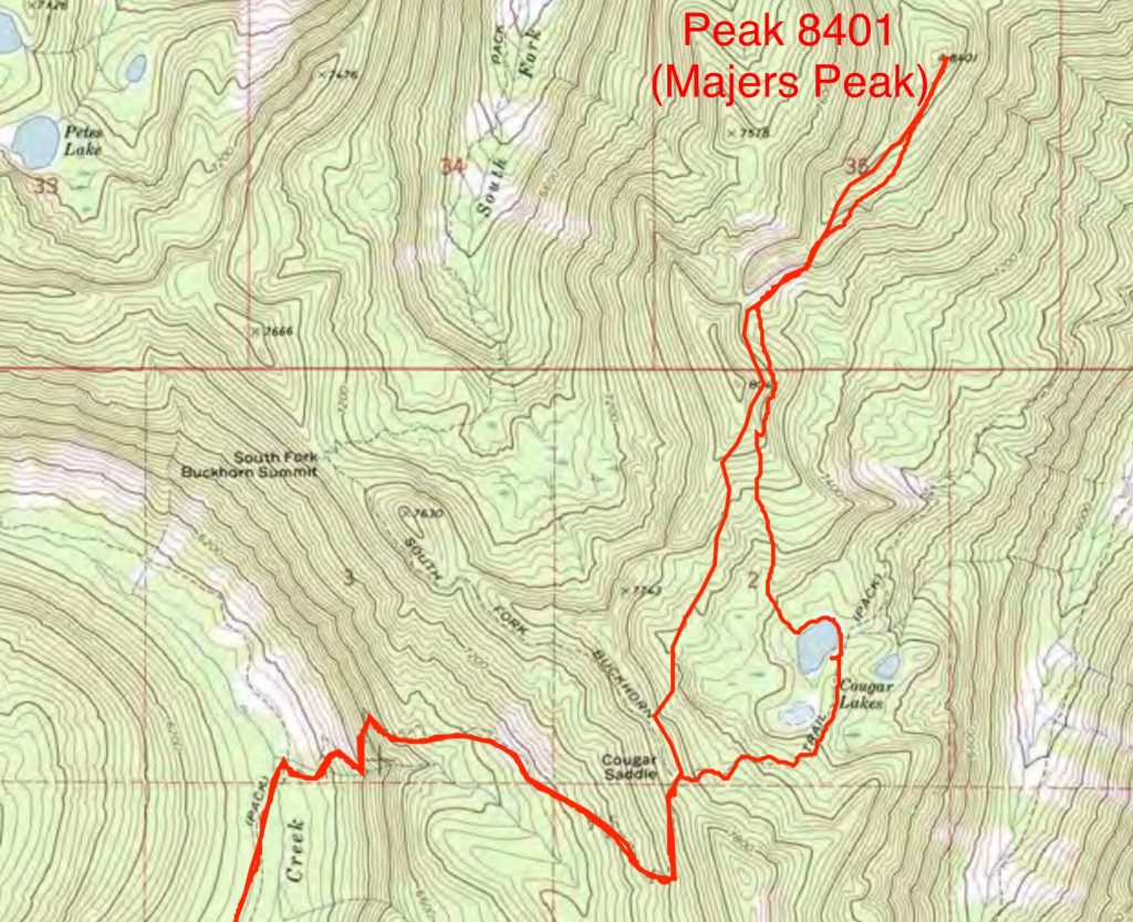 John’s GPS track for the last portion of the trip. John and Dave covered 18.0 miles round trip with 4,600 feet of gain. Ten of the miles utilized mountain bikes.