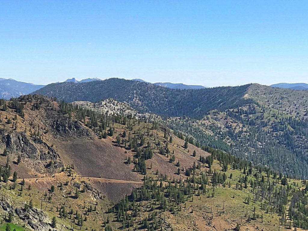 Peak 9187, the highest Yellowjacket summit viewed from Middle Fork Peak and over the shoulder of Peak 9101.