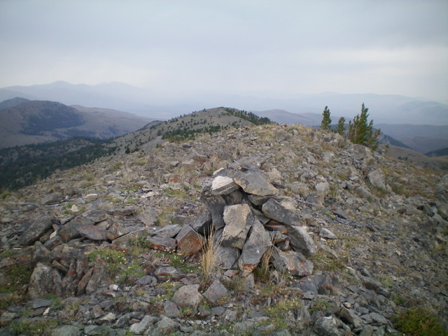 The summit cairn atop Peak 9768, looking north along the Continental Divide. Livingston Douglas Photo 