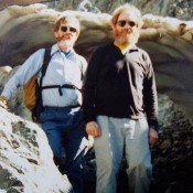 Chuck Ferguson (L) and David Ferguson (R) in Jones Creek, Lost River Range, after climbing No Regret Peak July of 1994. Rick Baugher Photo