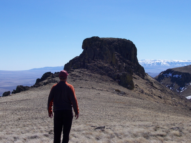 Looking south to Cotterel Knob.On the left horizon is historic Kelton Pass, to the right are the Raft River Mountains of Utah, R. Baugher photo. 3/15/07
