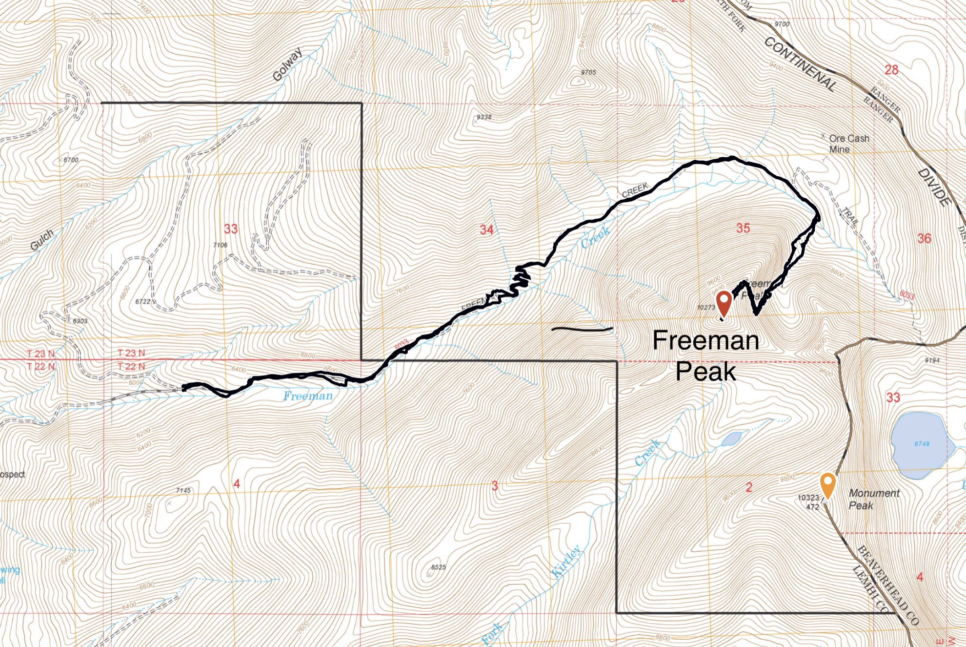 Jeff Hunteman’s GPS track. Jeff recorded a round trip distance of 8.3 miles with 4,126 feet of elevation gain.