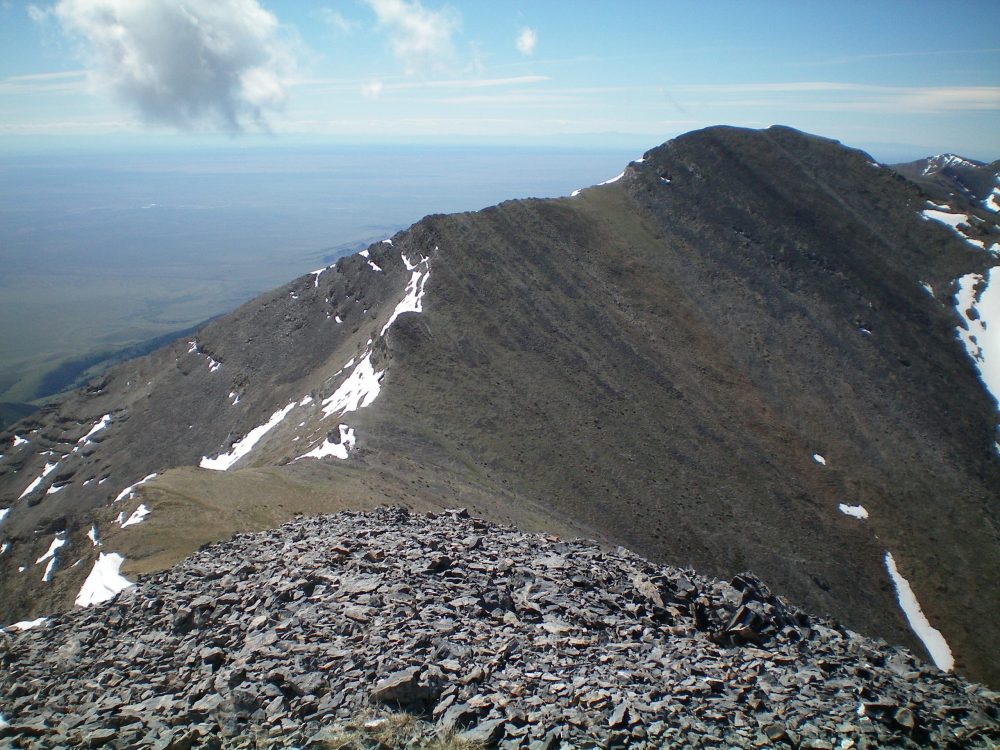 The North Ridge of Mount Hoopes as viewed from the summit of Tyler Peak. The summit of Mount Hoopes is just right of center. Livingston Douglas Photo 