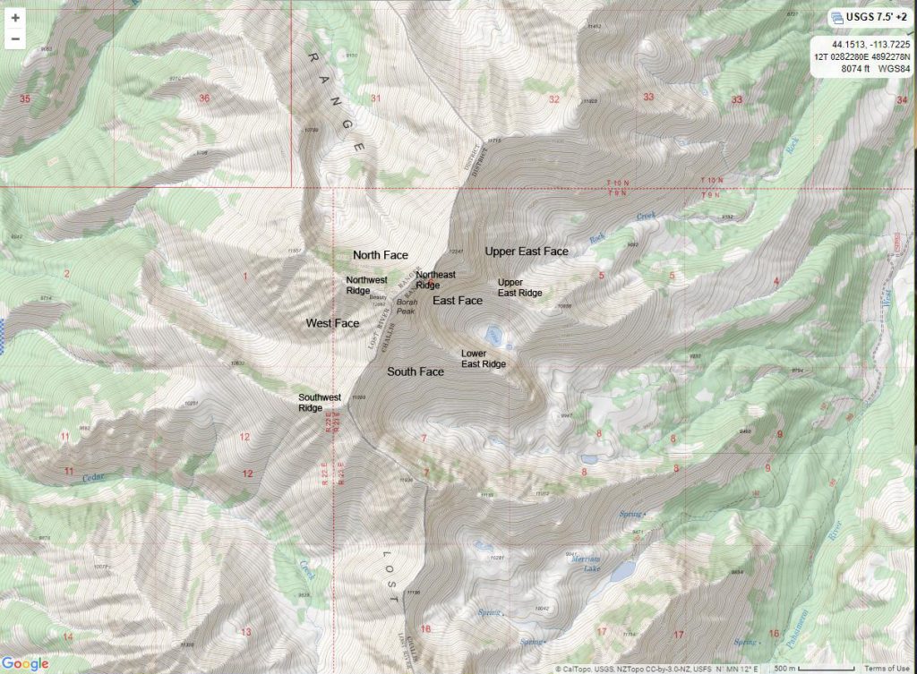 The faces and ridges of Mount Borah.