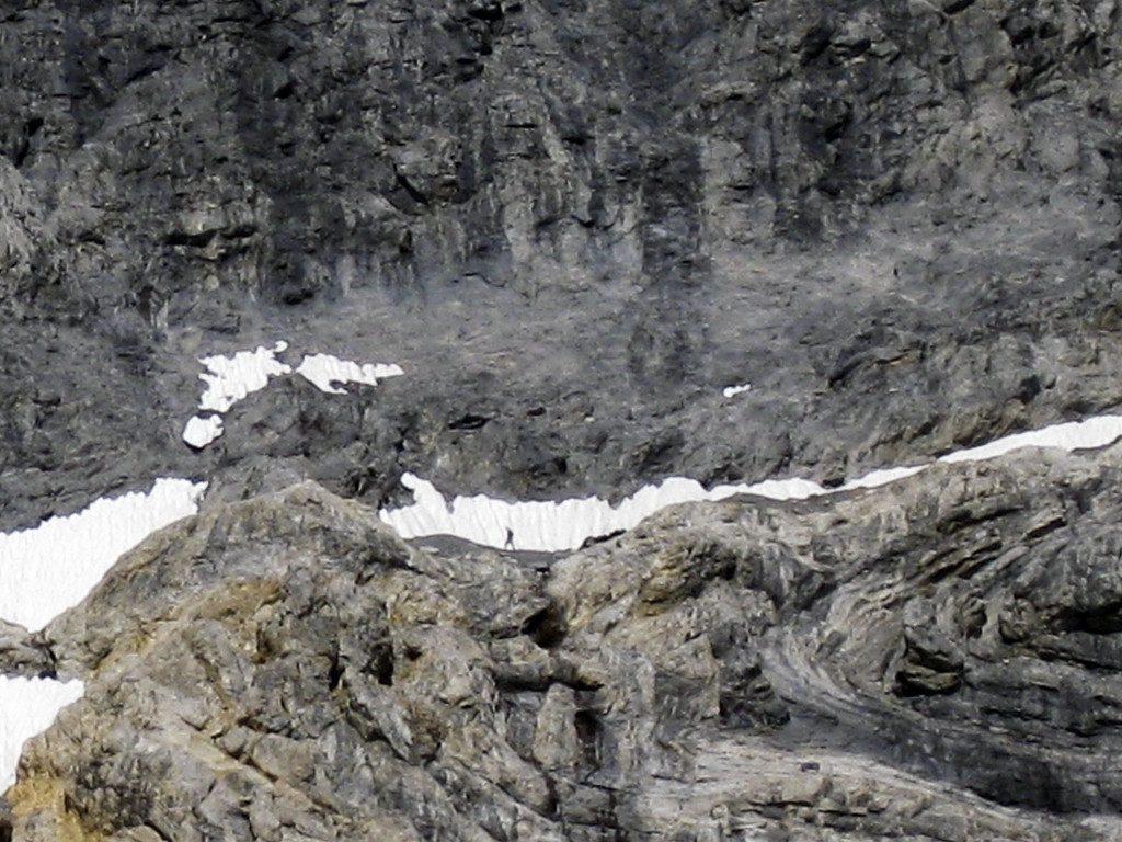 Wes Collins about a third of the way across the traverse. Photo - Susan Collins