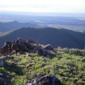 Gentle Peak 6667 (in the middle of the photo) as viewed from the summit of Pine Mountain. Livingston Douglas Photo