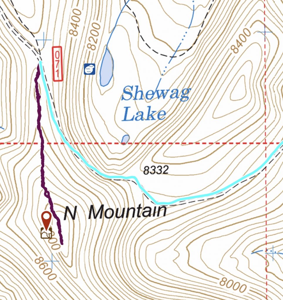 The route up the north ridge.