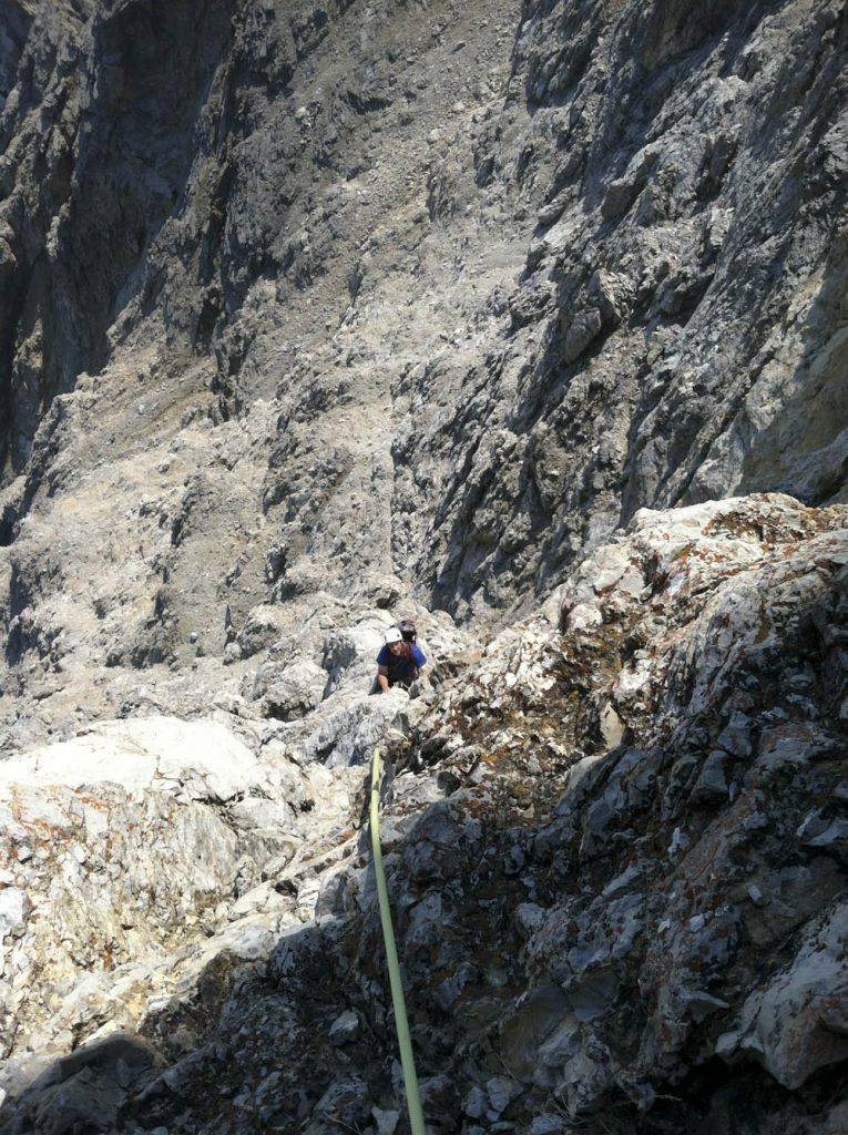 Kevin following pitch six to the turn around on the Mountaineer’s Route. Photo - Wes Collins