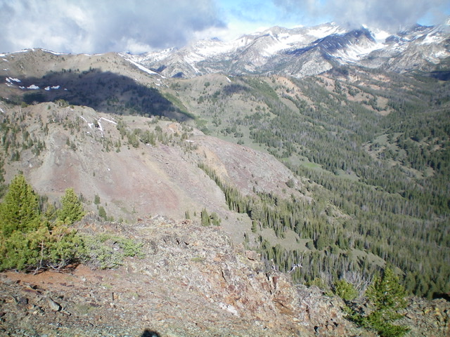 The lower section of the northeast spur (mid-ground) of Glide Mountain (diagonally upper left to lower right). Livingston Douglas Photo 