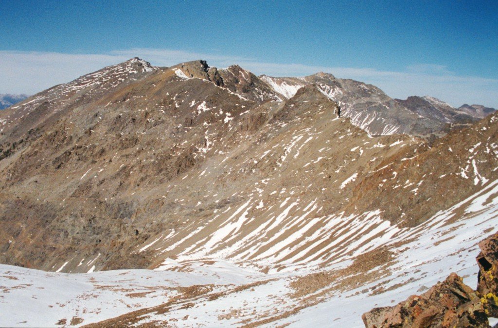 The Boulder Crest, including Easley Peak and Cerro Ciento from Peak 11240.