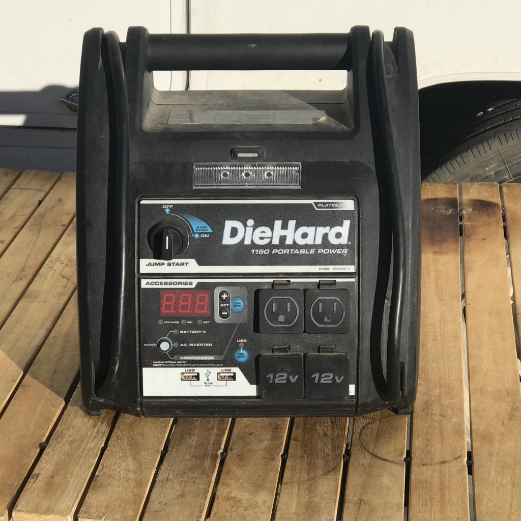 This is one example of a backup power supply. This unit can jump start your batter, pump air into a tire and charge your phone. 