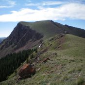 Knob Mountain (center, behind the closer hump) as viewed from the northwest. Livingston Douglas Photo