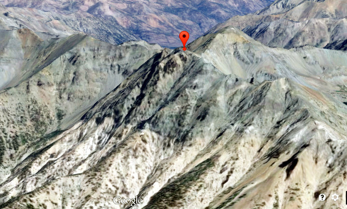 Courtesy of Google Maps, Bodacious Peak with Lorenzo behind it.