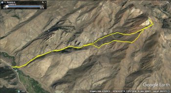 Porphyry southwest approach. GPS track - Steve Mandella 