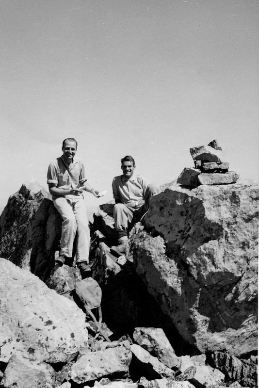 Louis Stur and Freddi Haemisaeger on top of Horstman Peak in 1955. Evilio Echevarria Photo