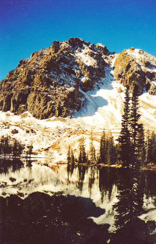 Peak 10149 (Iron Fish Peak) is a beauty rising abruptly above Iron Bog Lake. Rick Baugher Photo