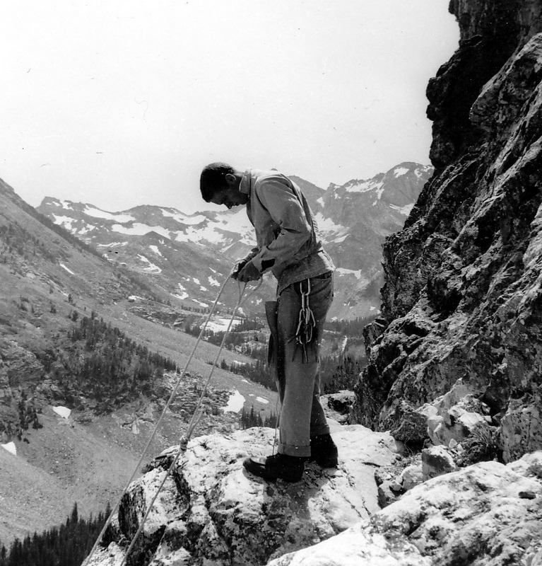 Francis Willmarth roping up on the north face of Goat Mountain. Evilio Echevarria Photo